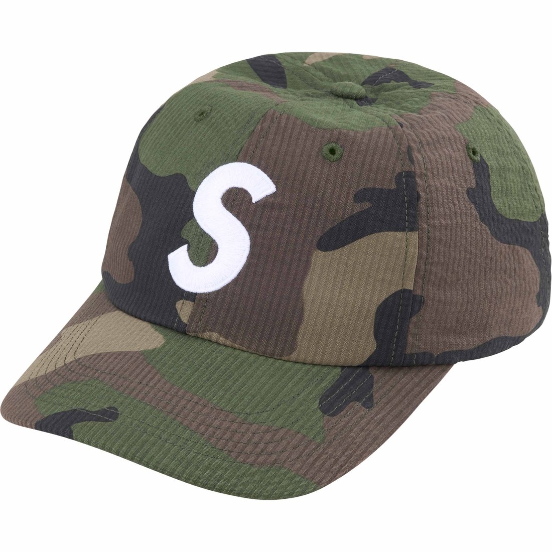 Details on Seersucker S Logo 6-Panel Woodland Camo from spring summer
                                                    2024 (Price is $54)