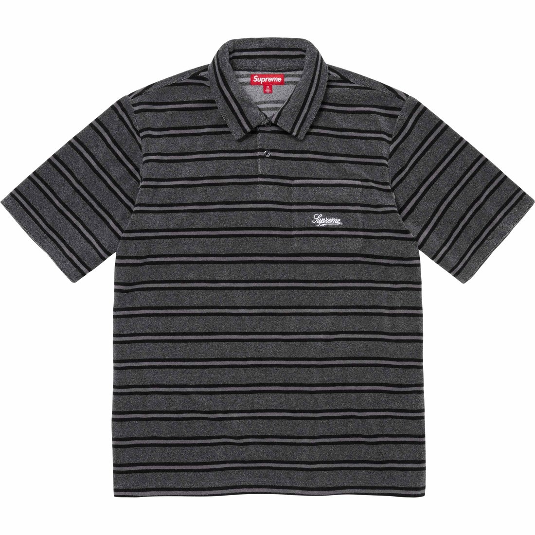Supreme Stripe Terry S S Polo (SS24) - Black - $110