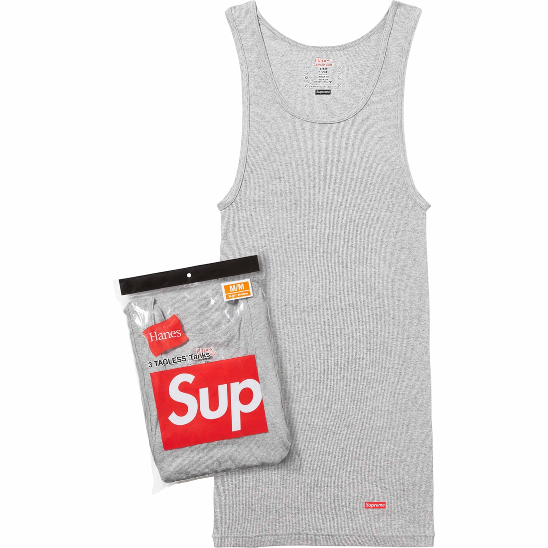 Details on Supreme Hanes Tagless Tank Tops (3 Pack) Heather Grey from spring summer
                                                    2024 (Price is $28)