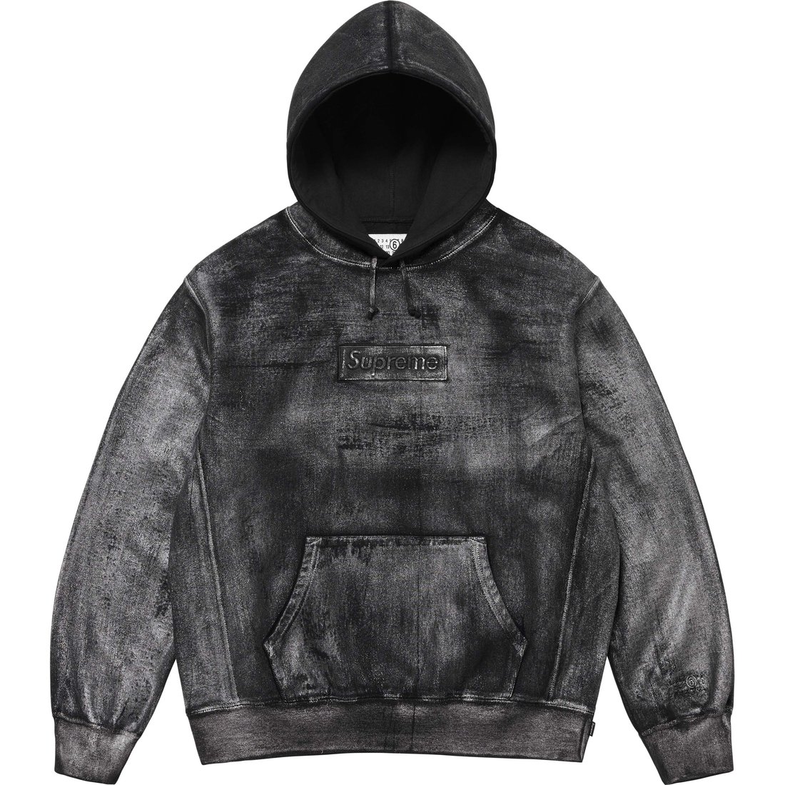 Details on Supreme MM6 Maison Margiela Foil Box Logo Hooded Sweatshirt Black from spring summer
                                                    2024 (Price is $298)