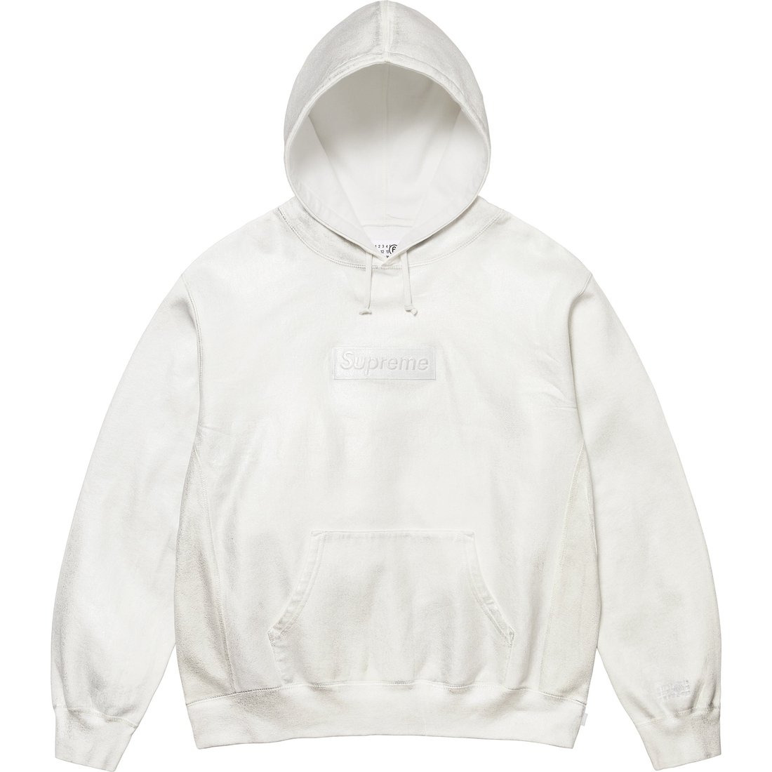 Details on Supreme MM6 Maison Margiela Foil Box Logo Hooded Sweatshirt White from spring summer
                                                    2024 (Price is $298)