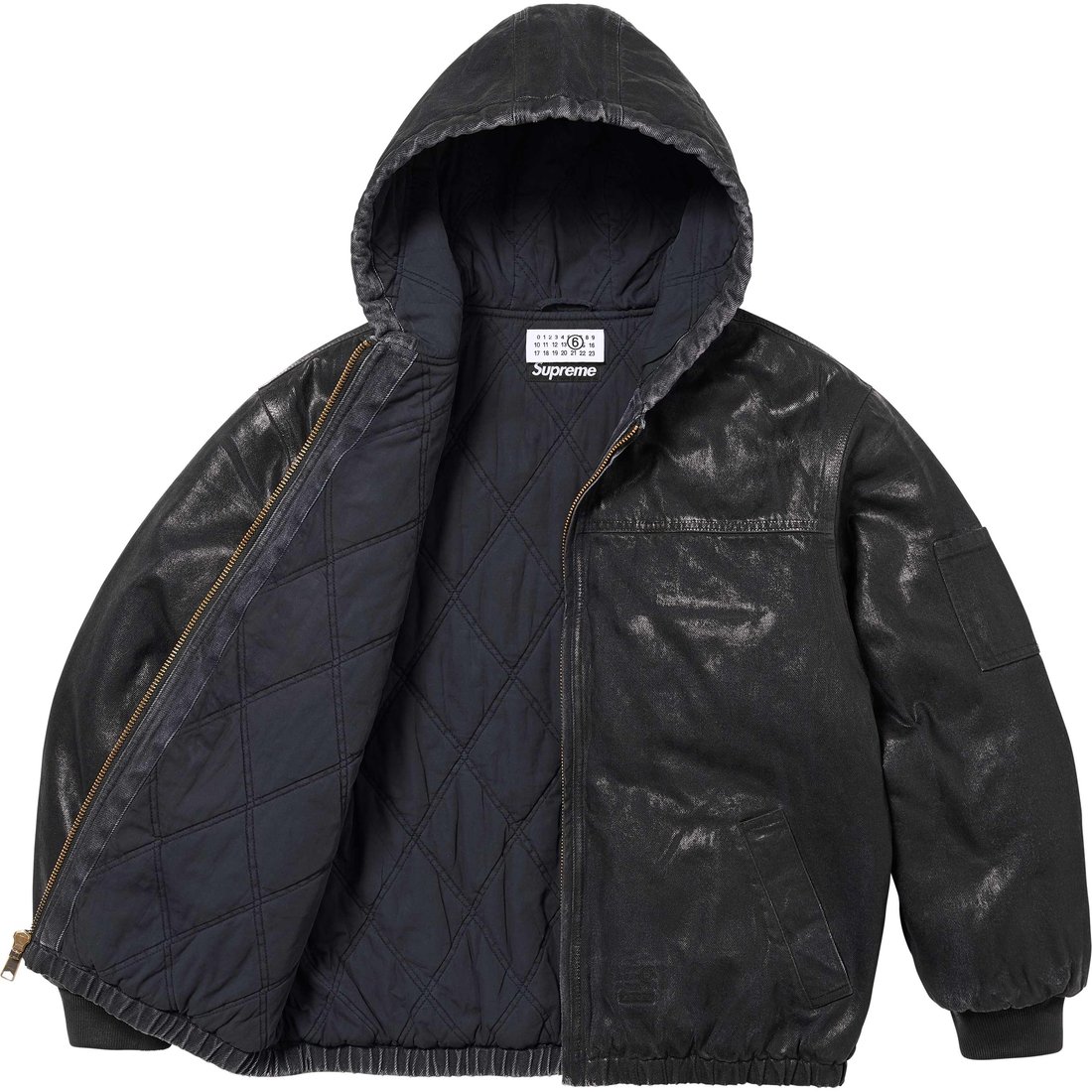 Details on Supreme MM6 Maison Margiela Foil Hooded Work Jacket Black from spring summer
                                                    2024 (Price is $498)