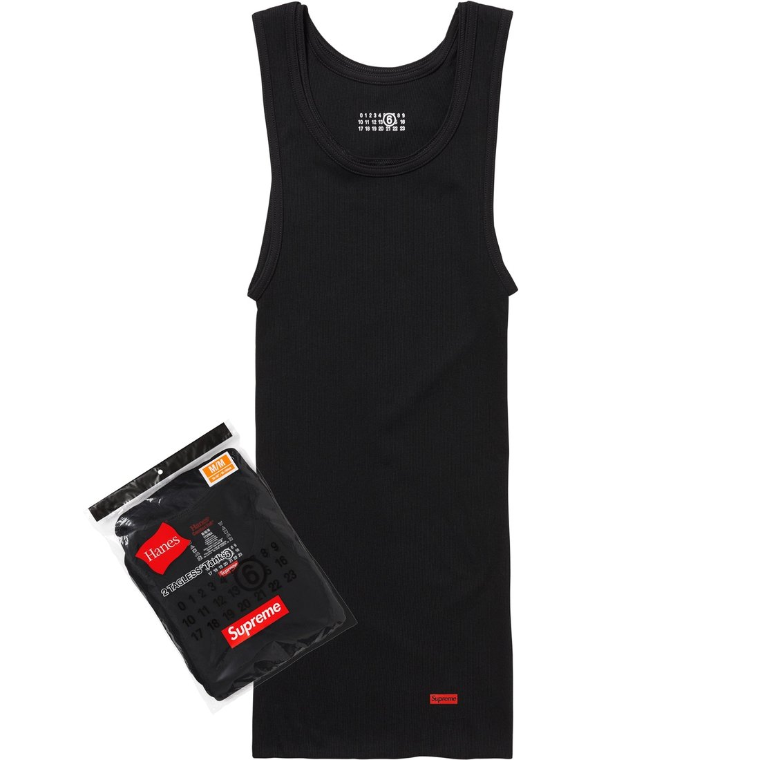 Details on Supreme MM6 Maison Margiela Hanes Tagless Tank Top (1 Pack) Black from spring summer
                                                    2024 (Price is $32)