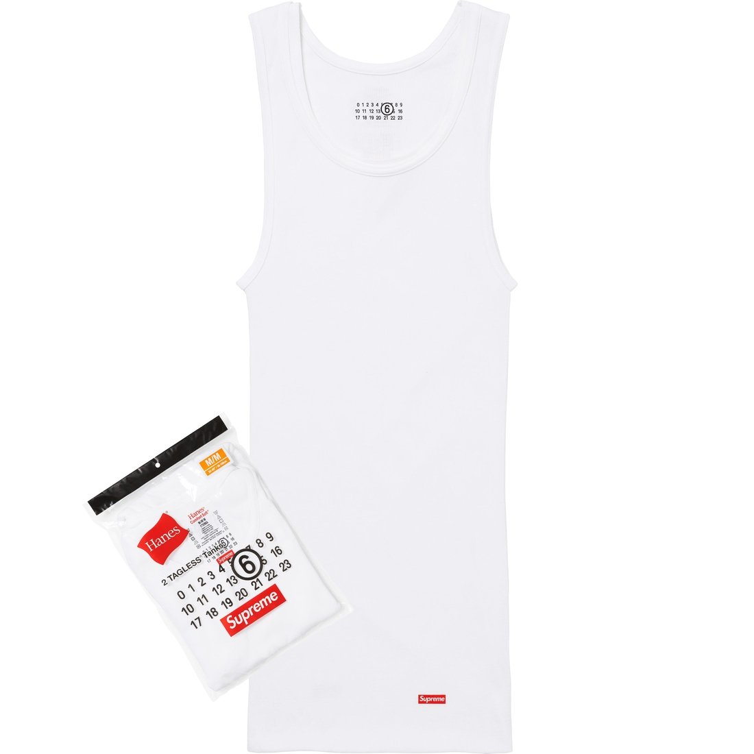 Details on Supreme MM6 Maison Margiela Hanes Tagless Tank Top (1 Pack) White from spring summer
                                                    2024 (Price is $32)