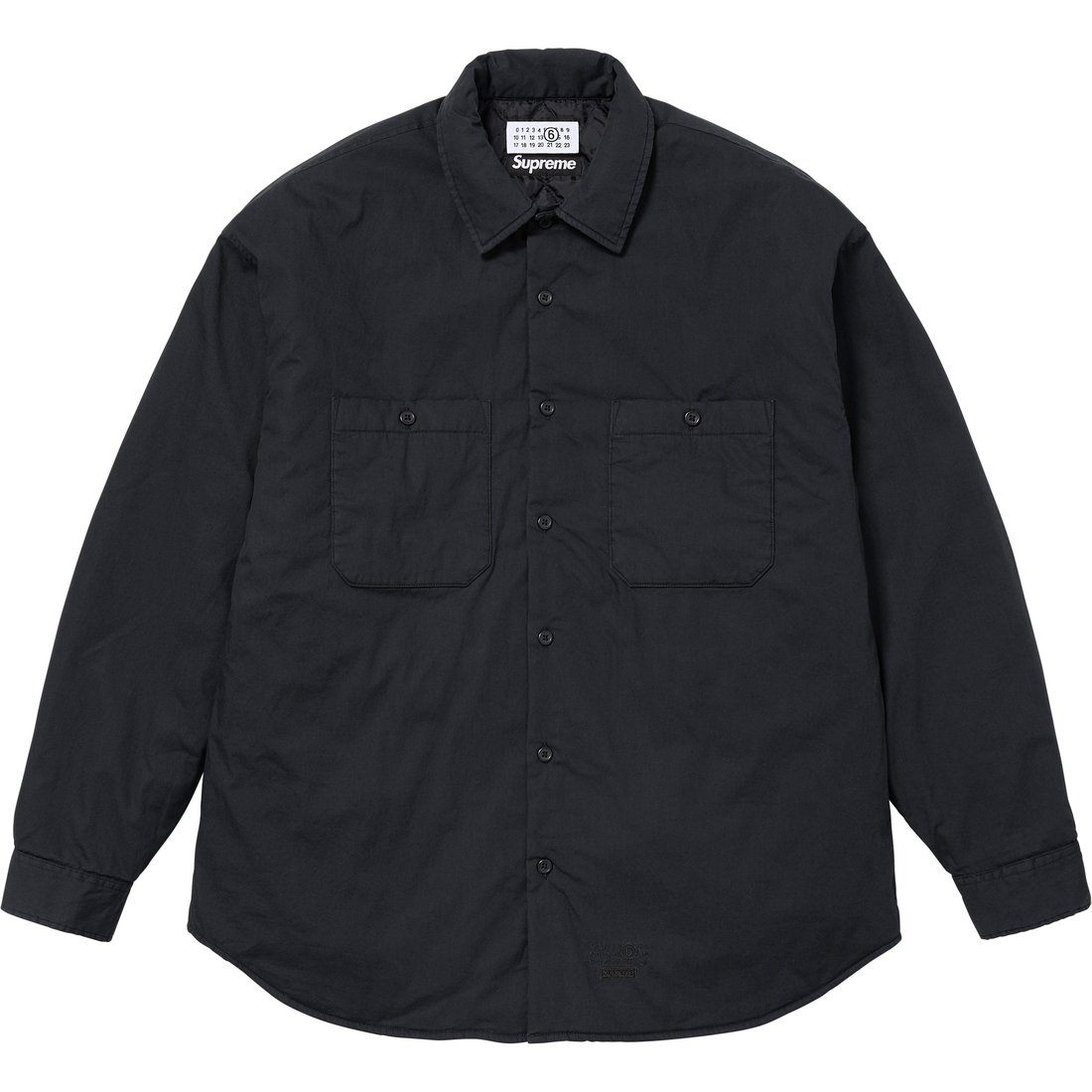 Details on Supreme MM6 Maison Margiela Padded Shirt Black from spring summer
                                                    2024 (Price is $168)