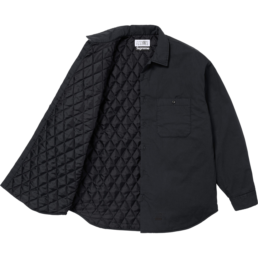 Details on Supreme MM6 Maison Margiela Padded Shirt Black from spring summer
                                                    2024 (Price is $168)