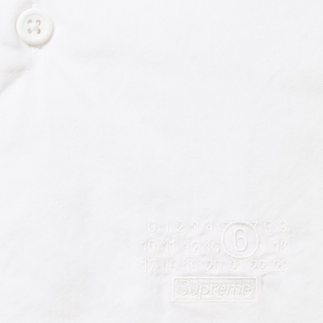 Details on Supreme MM6 Maison Margiela Padded Shirt White from spring summer
                                                    2024 (Price is $168)