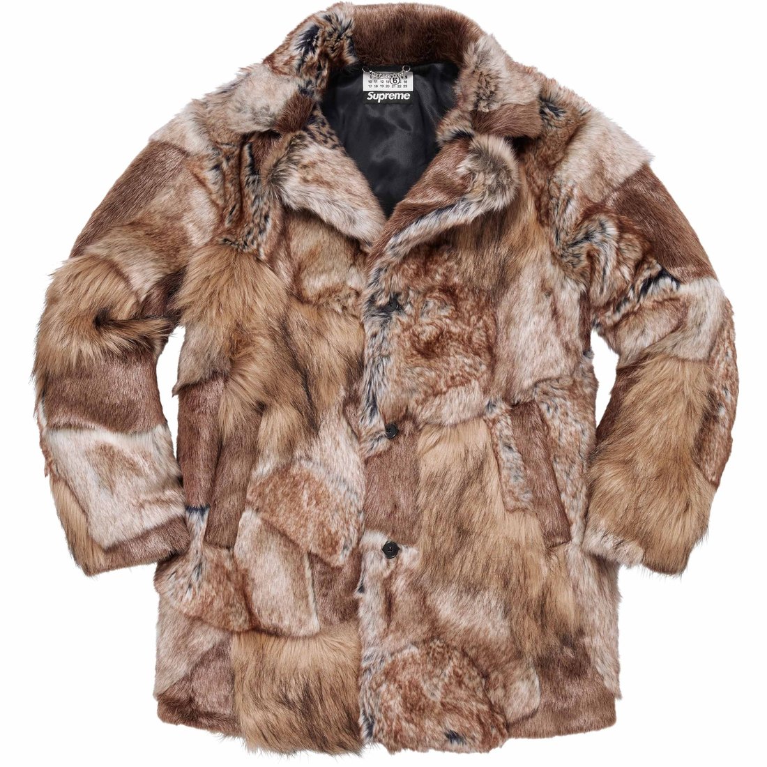 Details on Supreme MM6 Maison Margiela Patchwork Faux Fur Coat Brown from spring summer
                                                    2024 (Price is $998)