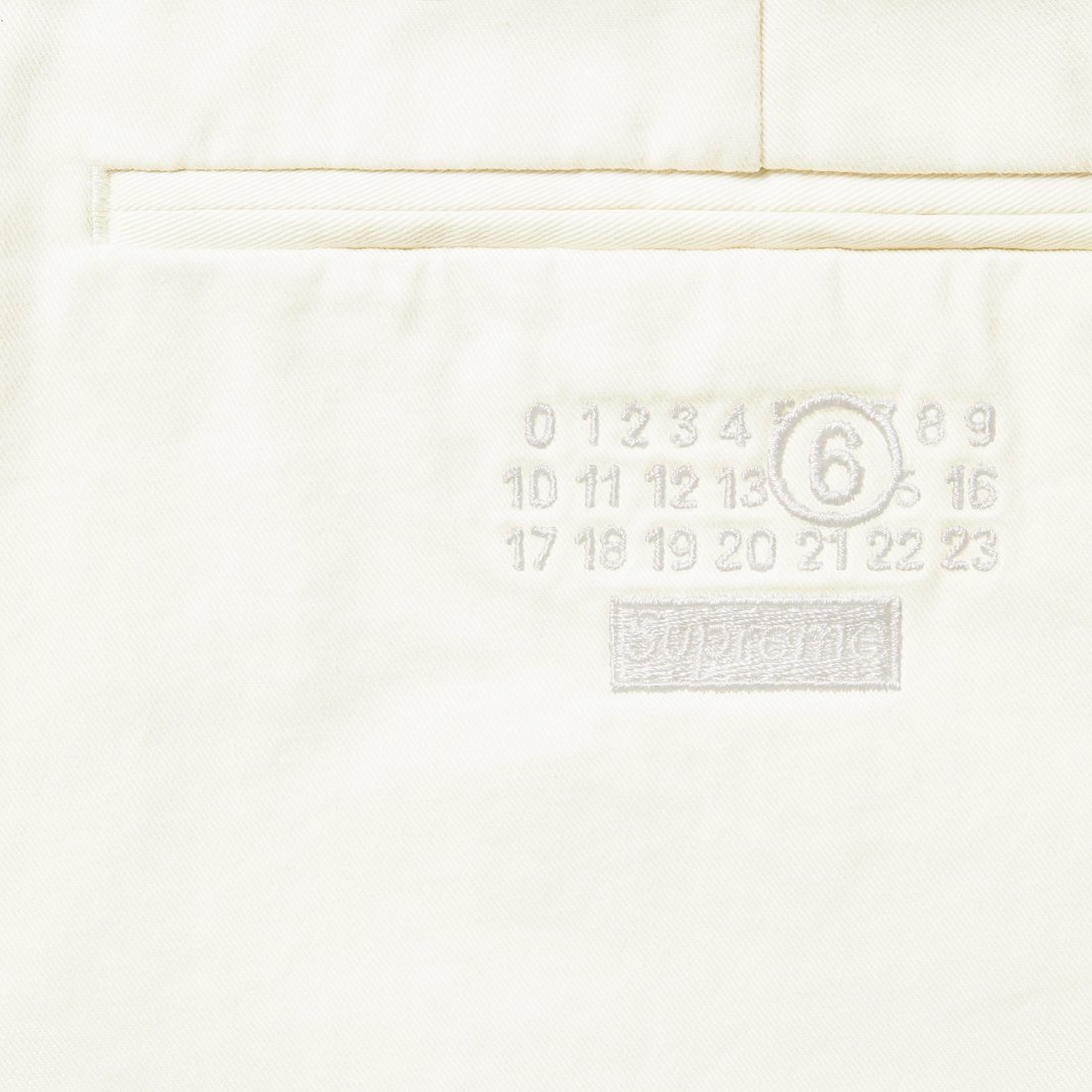 Details on Supreme MM6 Maison Margiela Washed Cotton Suit Cream from spring summer
                                                    2024 (Price is $898)