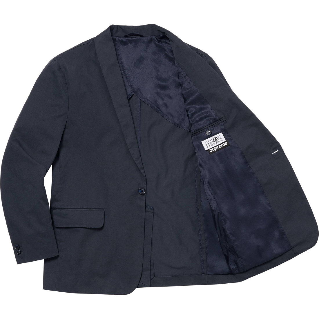 Details on Supreme MM6 Maison Margiela Washed Cotton Suit Navy from spring summer
                                                    2024 (Price is $898)