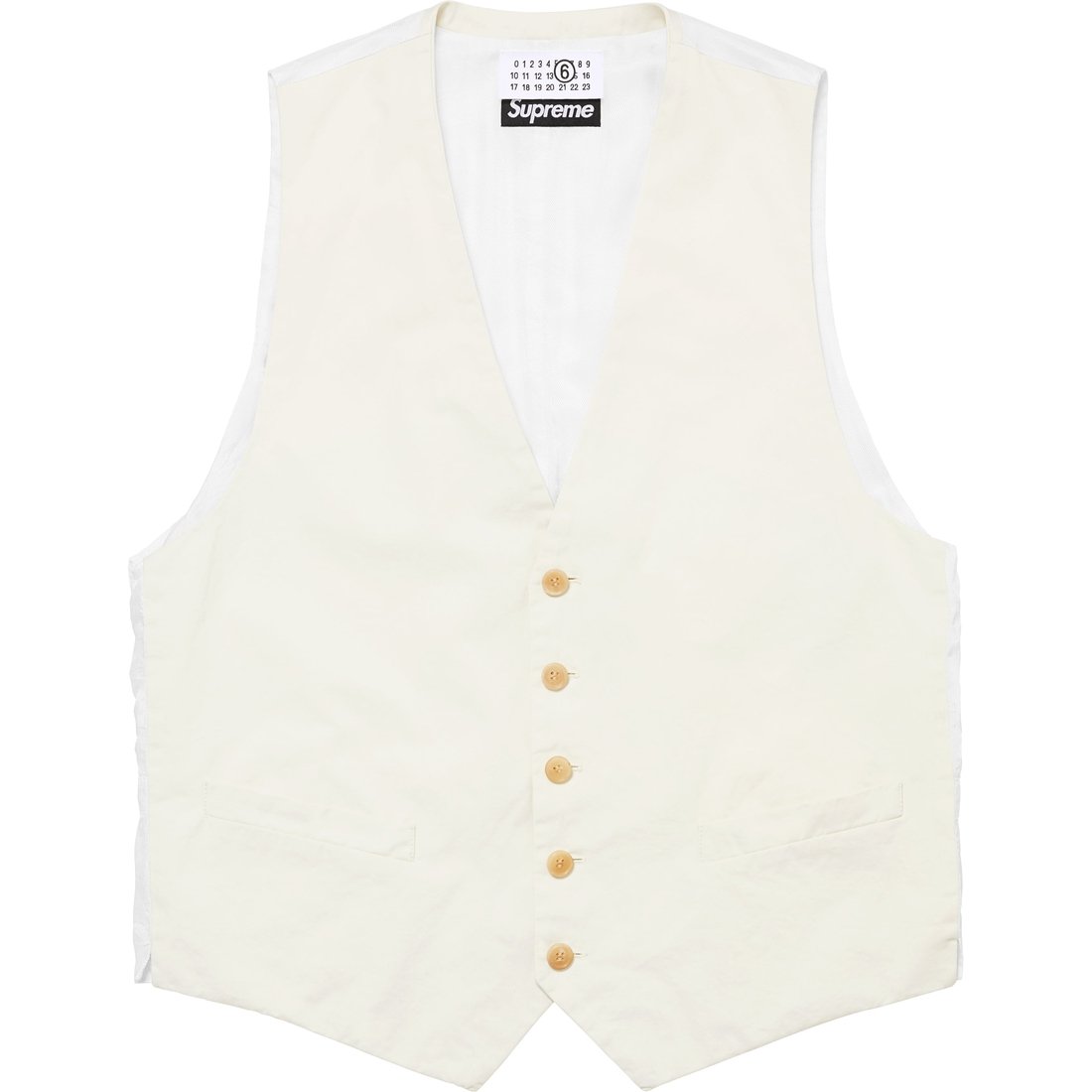 Details on Supreme MM6 Maison Margiela Washed Cotton Suit Vest Cream from spring summer
                                                    2024 (Price is $268)