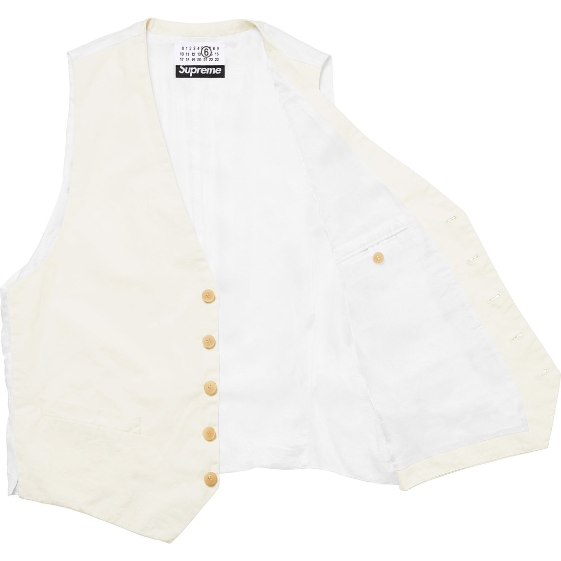 Details on Supreme MM6 Maison Margiela Washed Cotton Suit Vest Cream from spring summer
                                                    2024 (Price is $268)