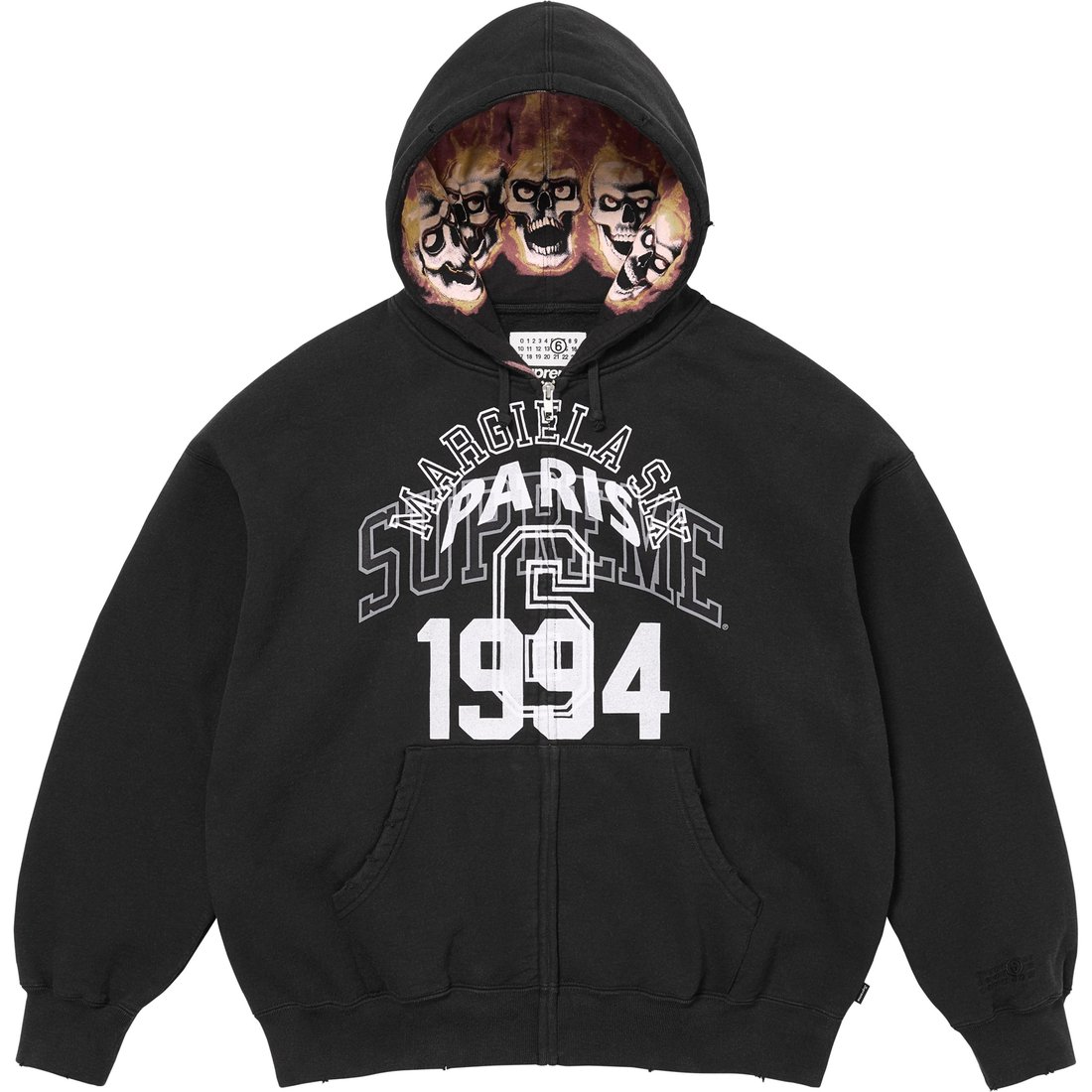 Details on Supreme MM6 Maison Margiela Zip Up Hooded Sweatshirt Black from spring summer
                                                    2024 (Price is $248)