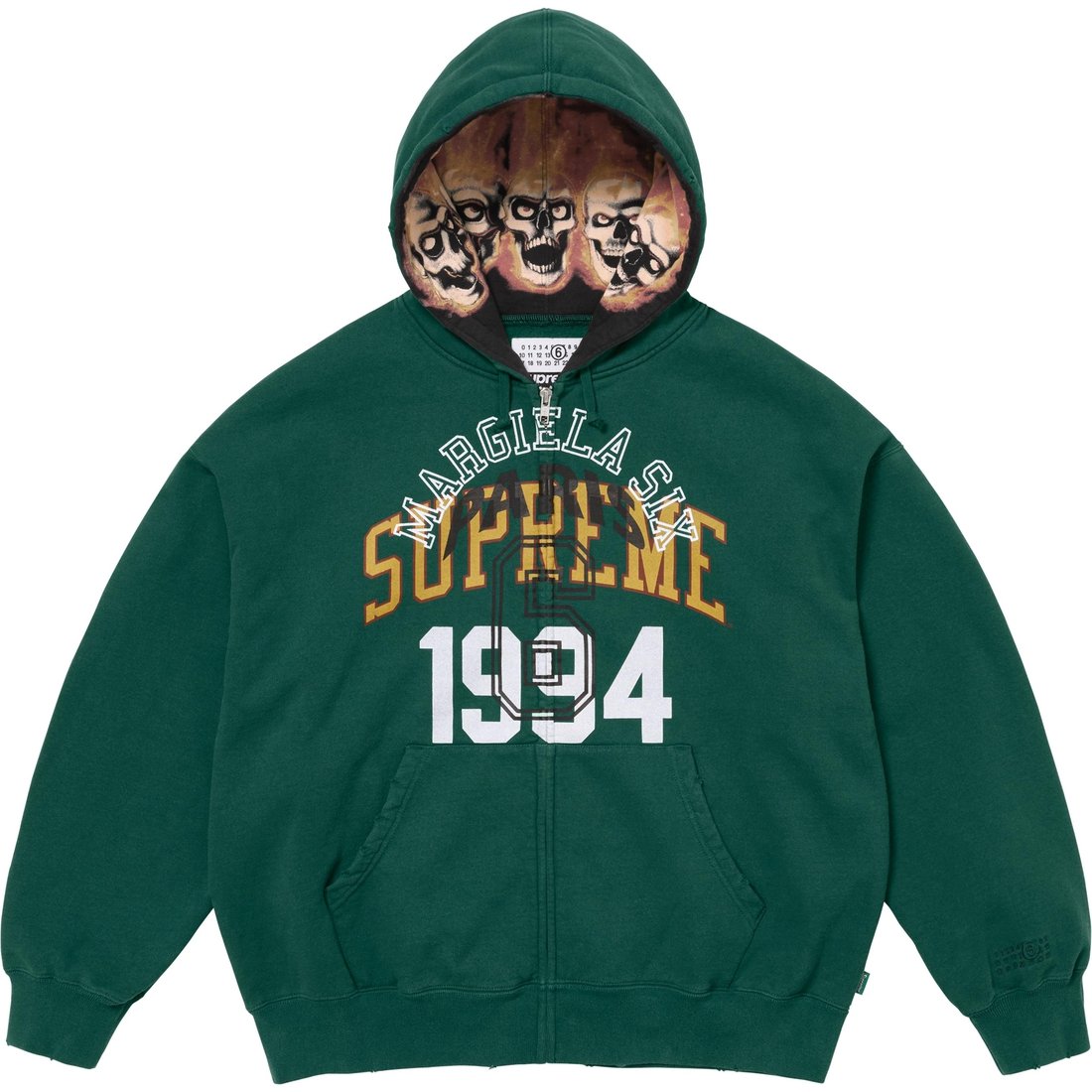 Details on Supreme MM6 Maison Margiela Zip Up Hooded Sweatshirt Dark Green from spring summer
                                                    2024 (Price is $248)