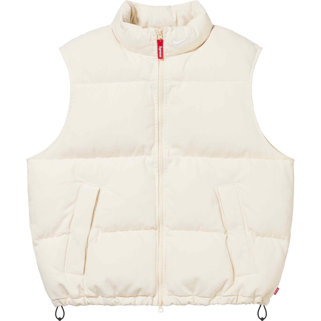 Details on Supreme Nike Denim Puffer Vest Natural from spring summer
                                                    2024 (Price is $178)