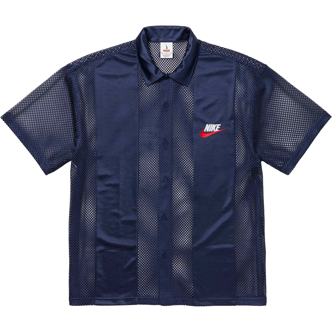 Details on Supreme Nike Mesh S S Shirt Navy from spring summer
                                                    2024 (Price is $128)