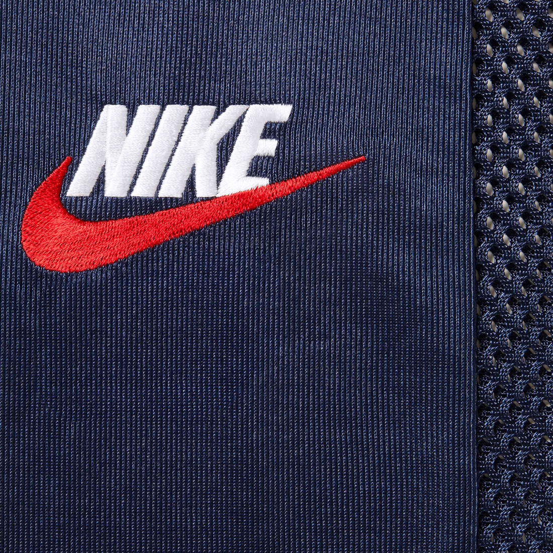 Details on Supreme Nike Mesh S S Shirt Navy from spring summer
                                                    2024 (Price is $128)