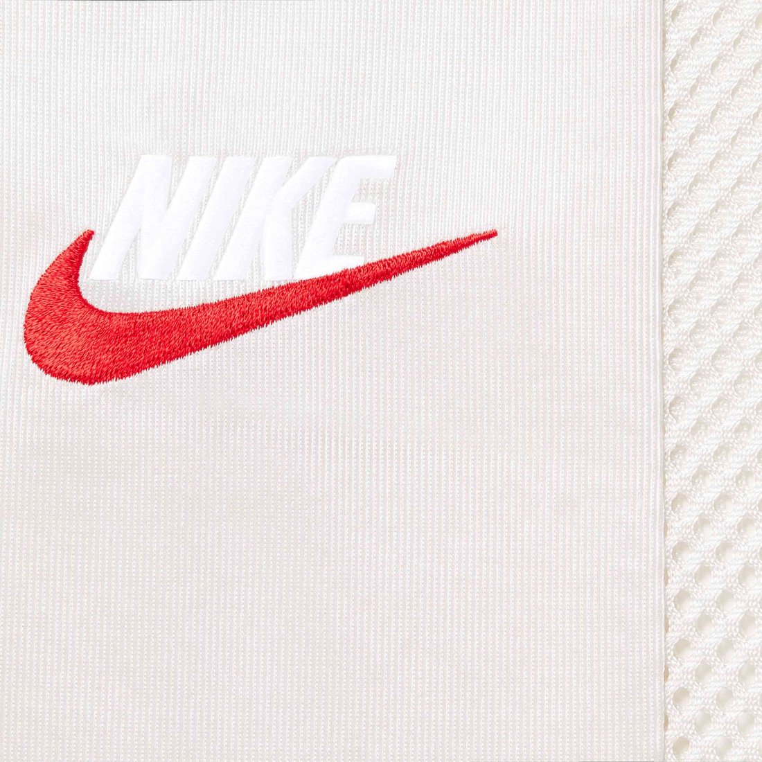 Details on Supreme Nike Mesh S S Shirt White from spring summer
                                                    2024 (Price is $128)