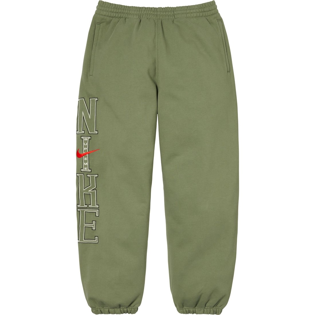 Details on Supreme Nike Sweatpant Olive from spring summer
                                                    2024 (Price is $138)