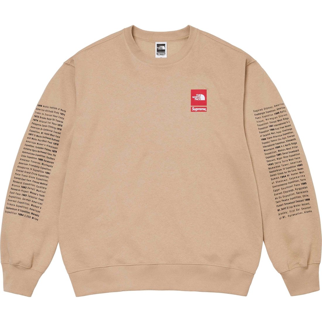 Details on Supreme The North Face Crewneck Khaki from spring summer
                                                    2024 (Price is $138)
