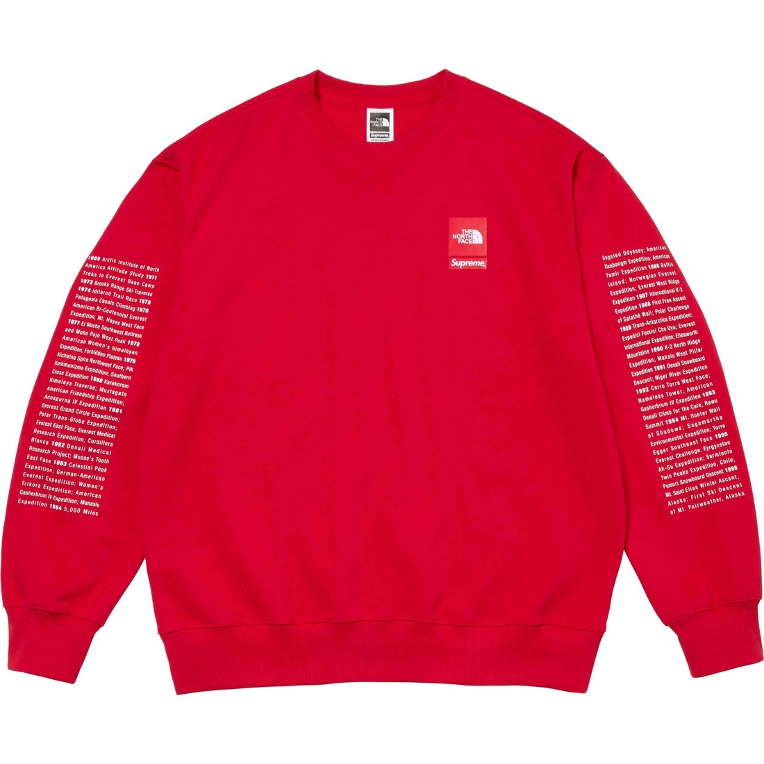 Details on Supreme The North Face Crewneck Red from spring summer
                                                    2024 (Price is $138)