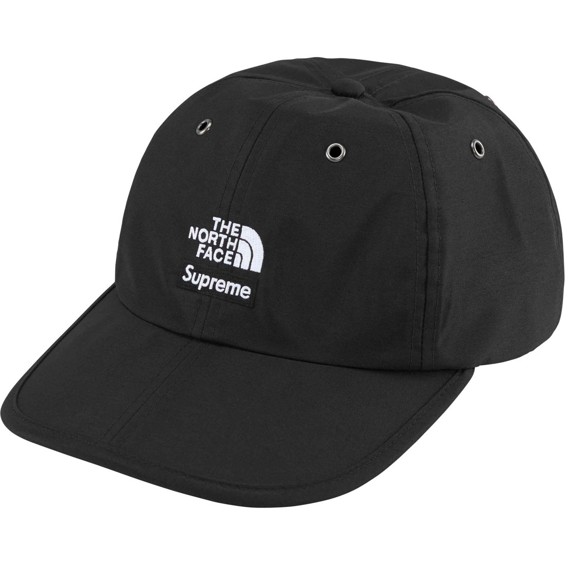 Details on Supreme The North Face Split 6-Panel Black from spring summer
                                                    2024 (Price is $54)