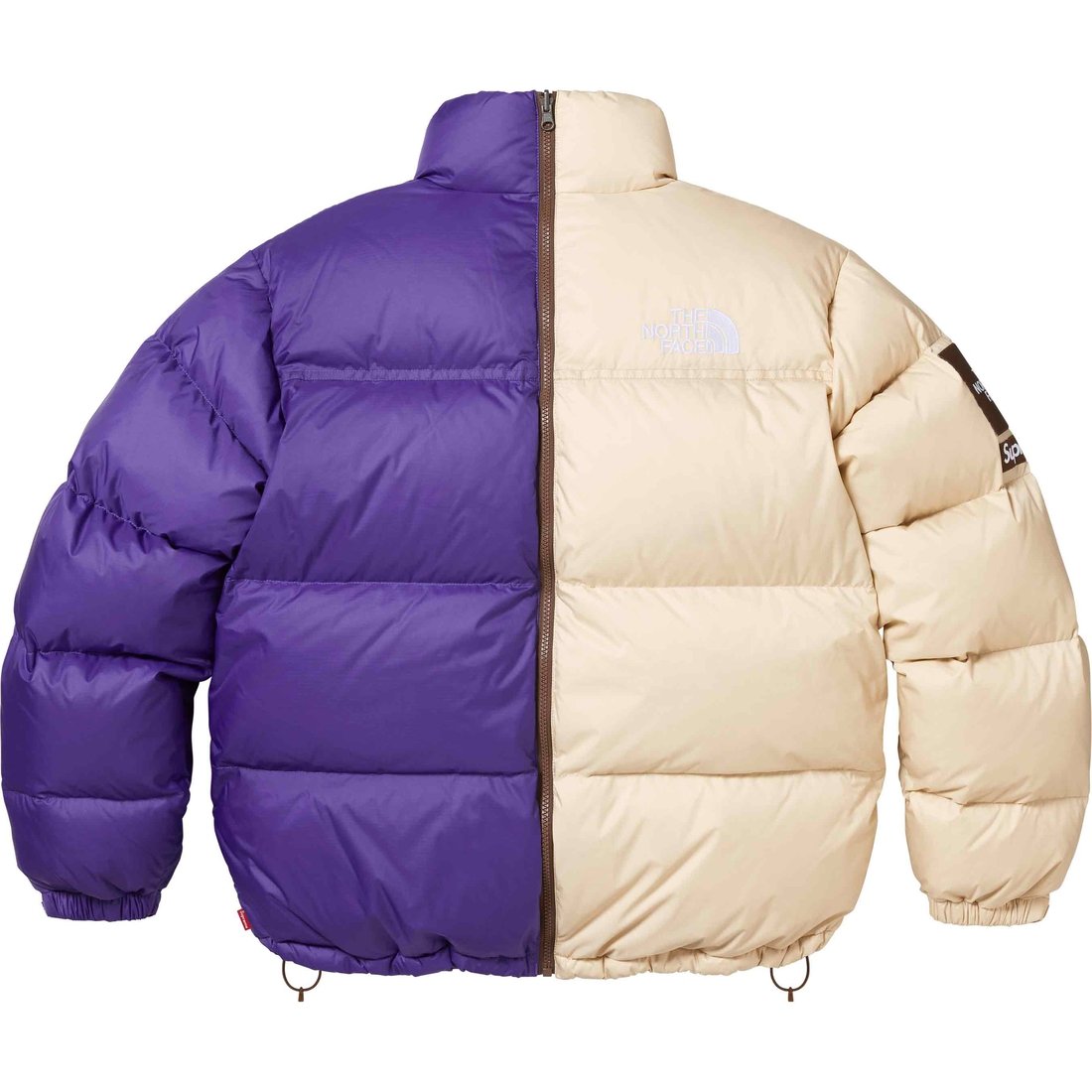 Details on Supreme The North Face Split Nuptse Jacket Tan from spring summer
                                                    2024 (Price is $398)