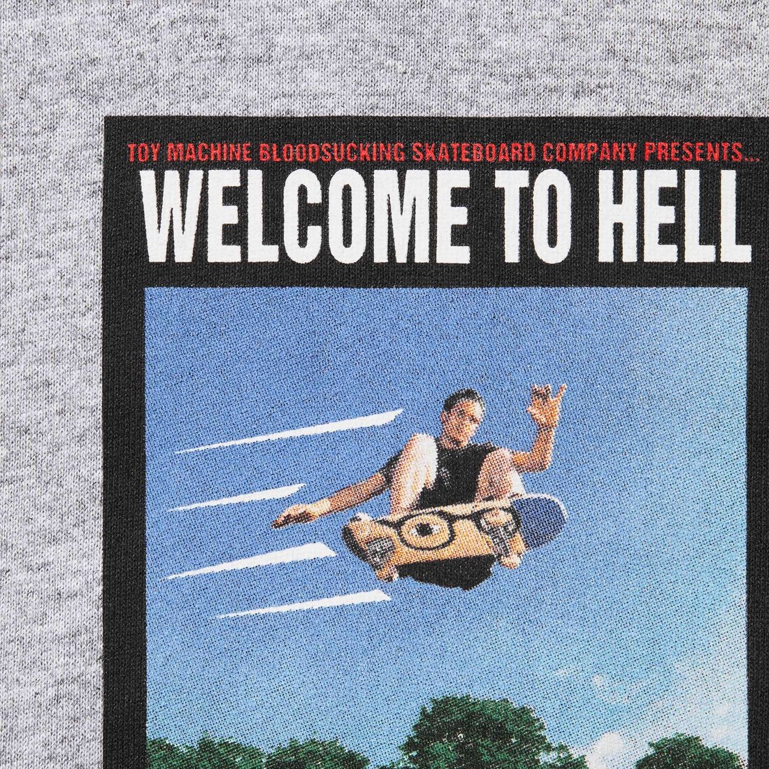 Details on Supreme Toy Machine Welcome To Hell Tee Heather Grey from spring summer
                                                    2024 (Price is $44)