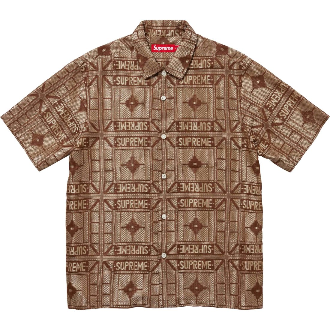 Supreme Tray Jacquard S S Shirt (SS24) - Tan - $148