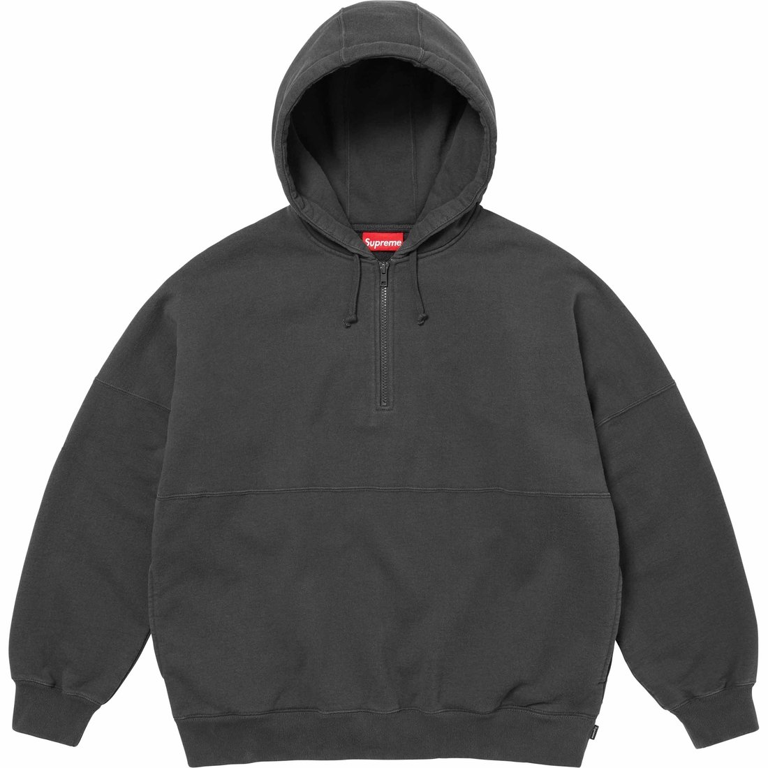 Details on Wrapped Half Zip Hooded Sweatshirt Washed Black from spring summer
                                                    2024 (Price is $168)