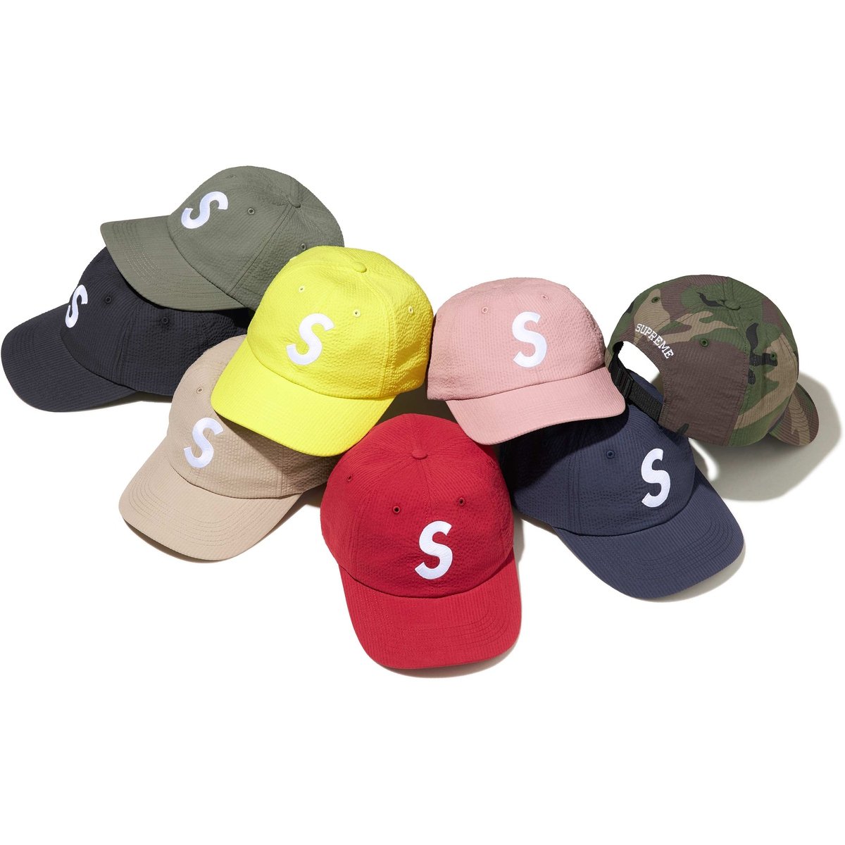 Supreme Seersucker S Logo 6-Panel released during spring summer 24 season