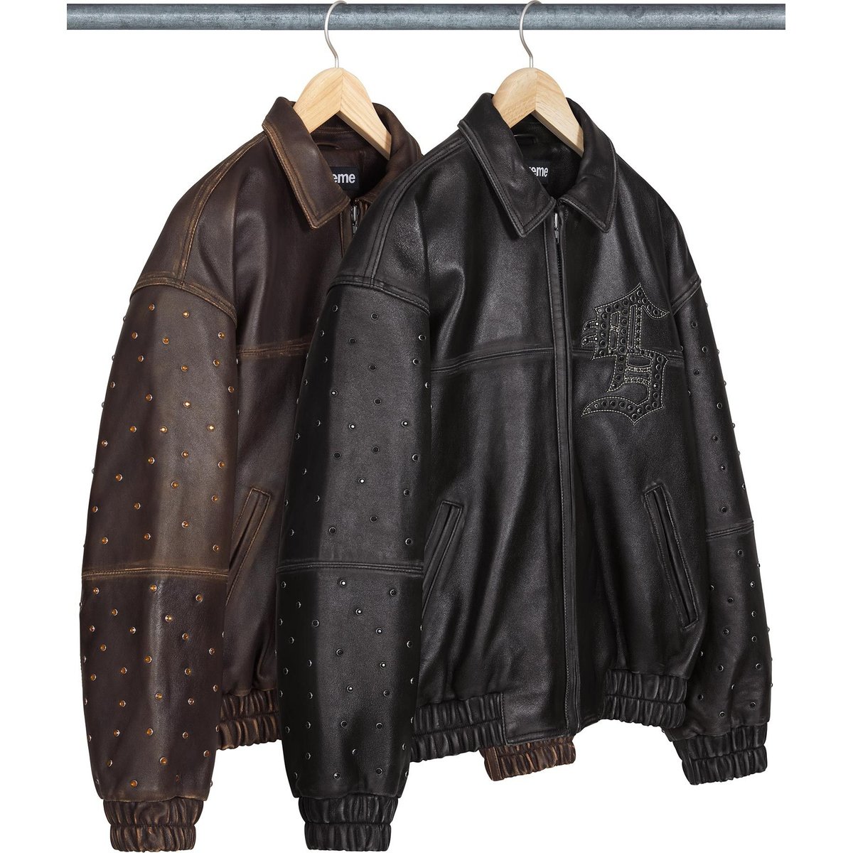 Supreme Gem Studded Leather Jacket for spring summer 24 season