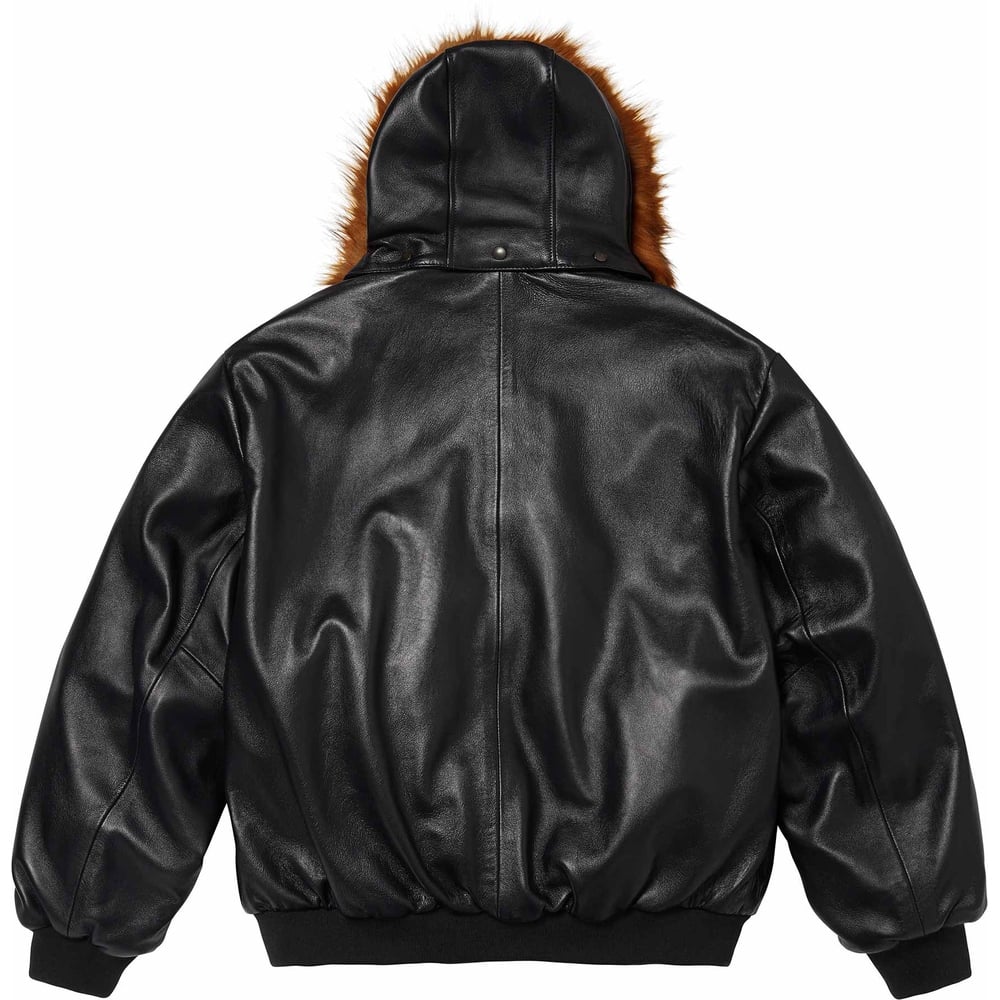 Details on Supreme Schott Hooded Leather Bomber Jacket  from spring summer
                                                    2024 (Price is $898)