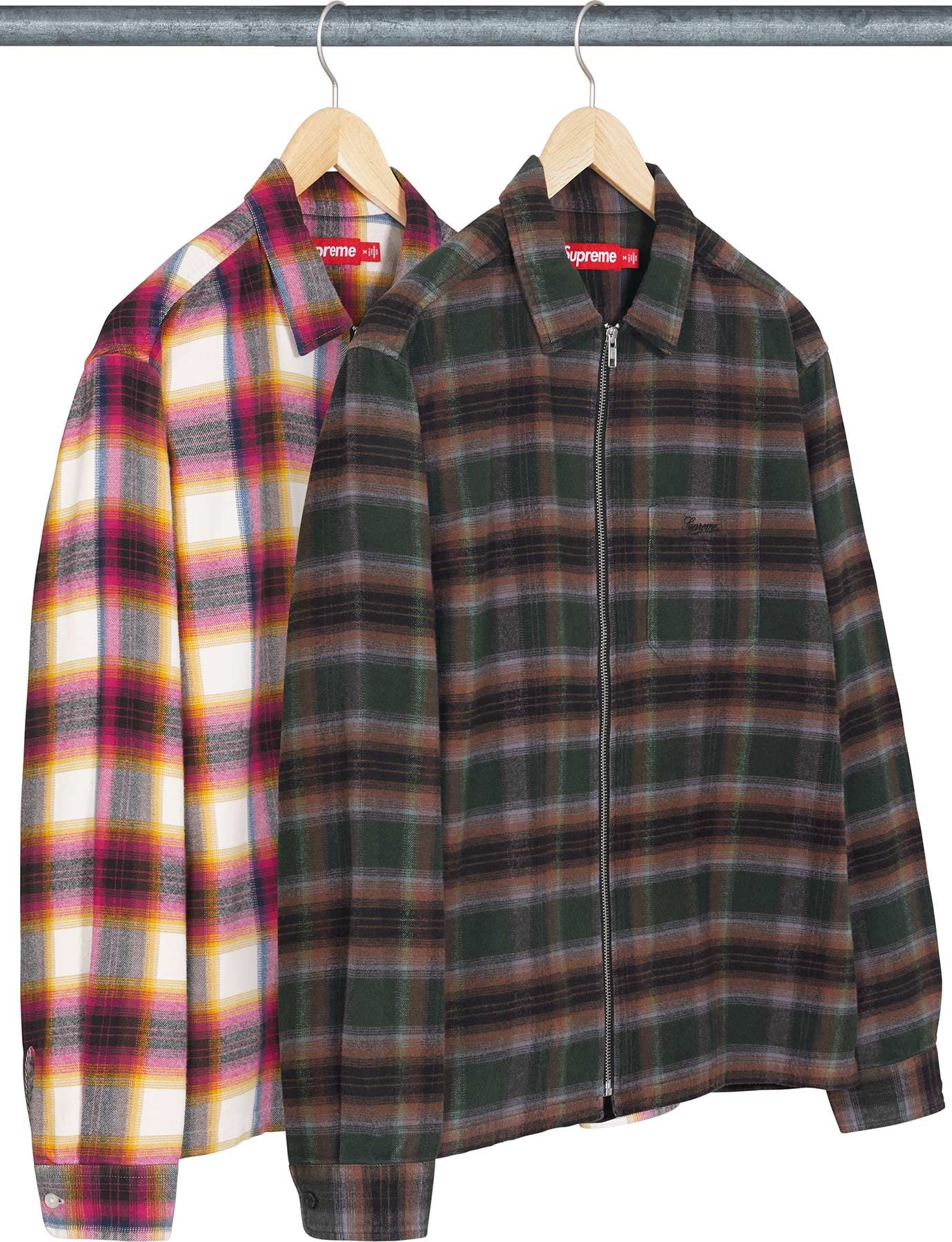 Shadow Plaid Flannel Zip Up Shirt - spring summer 2024 - Supreme