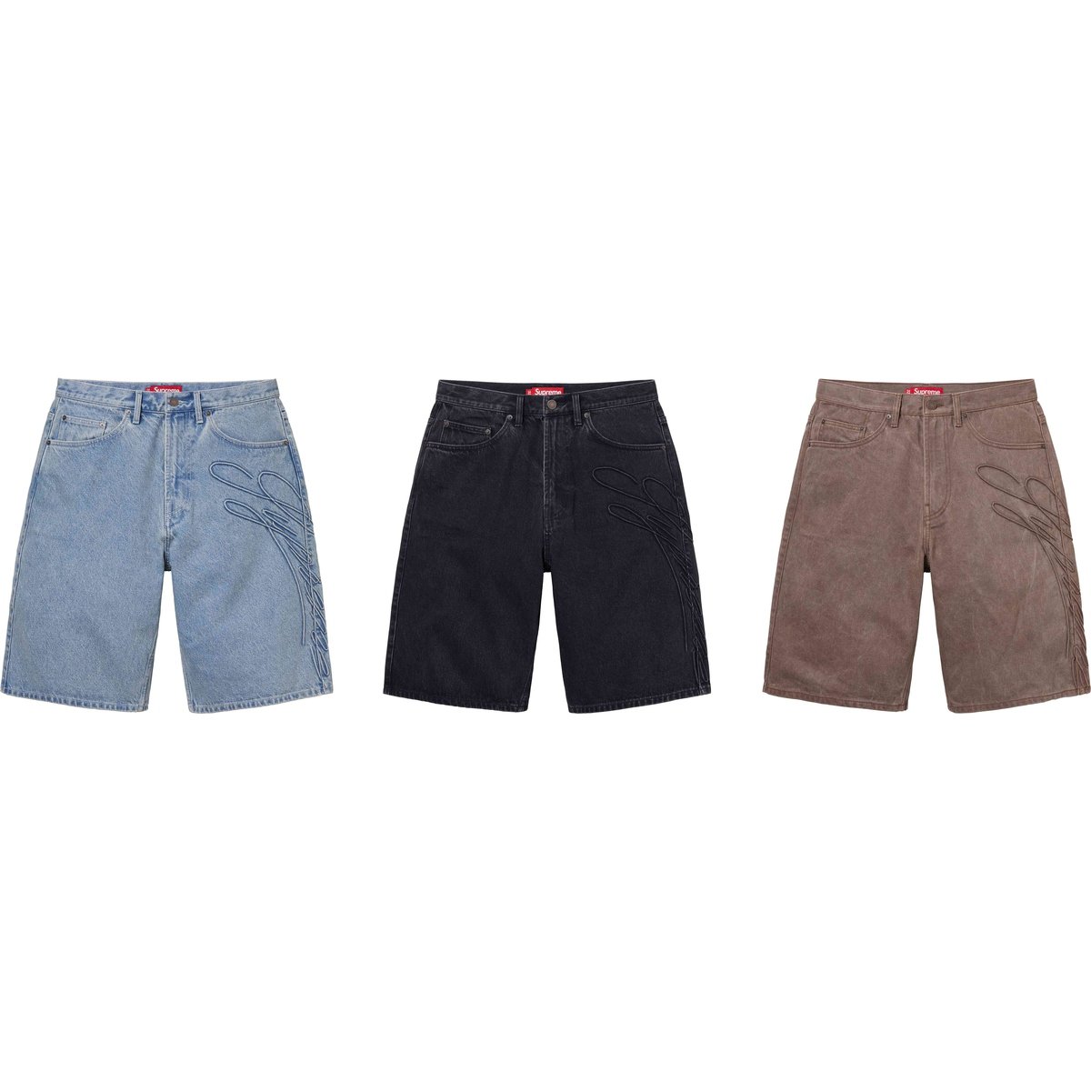 Supreme Script Baggy Denim Short for spring summer 24 season