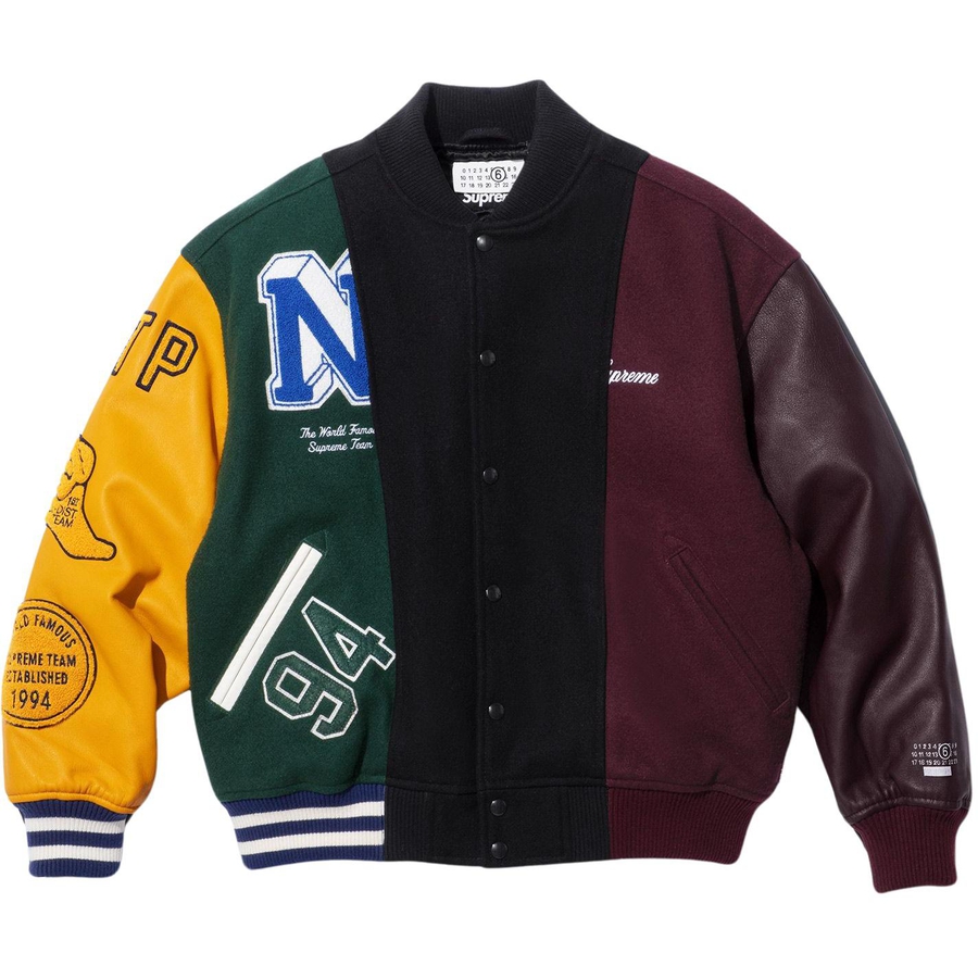 Details on Supreme MM6 Maison Margiela Split Varsity Jacket  from spring summer
                                                    2024 (Price is $698)