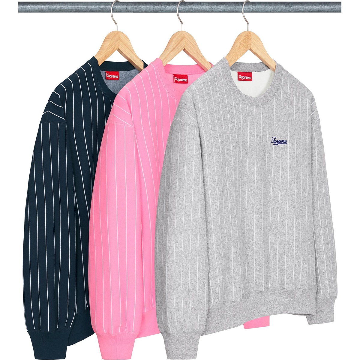 Supreme Pinstripe Crewneck releasing on Week 6 for spring summer 2024