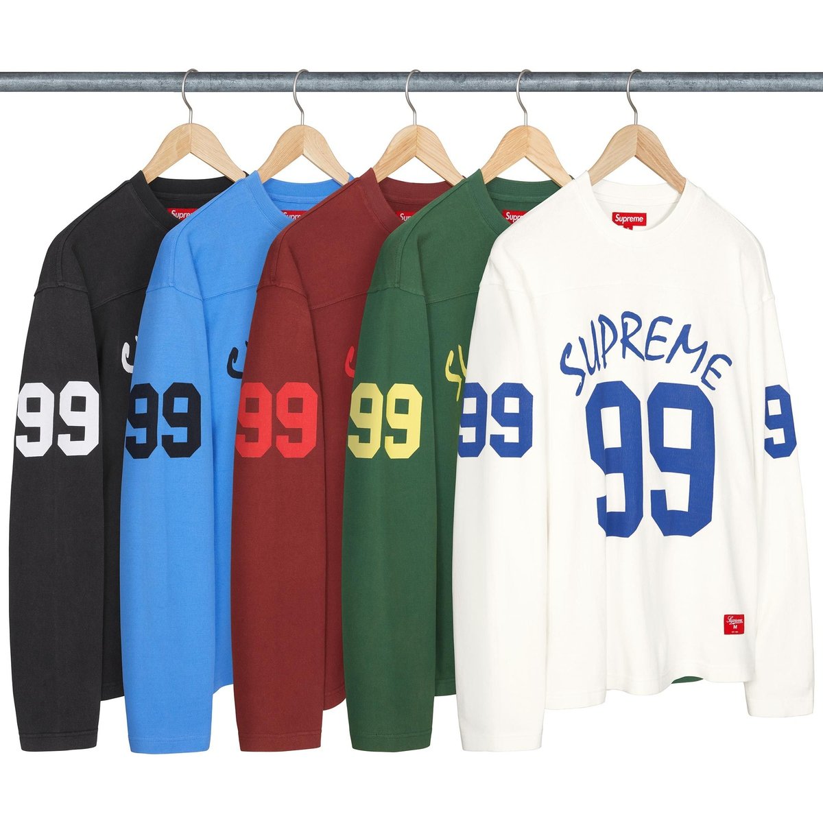 Supreme 99 L S Football Top releasing on Week 1 for spring summer 2024
