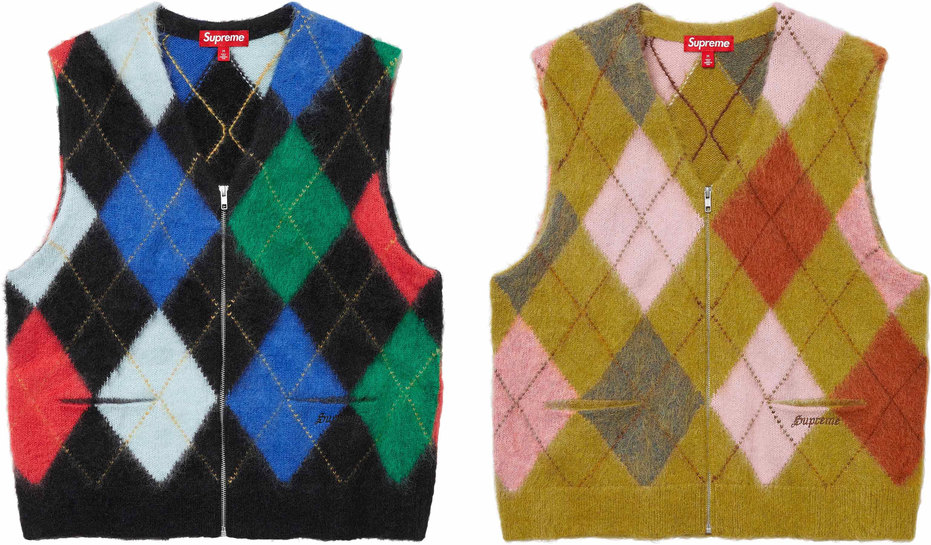 Brushed Argyle Zip Up Vest - spring summer 2024 - Supreme