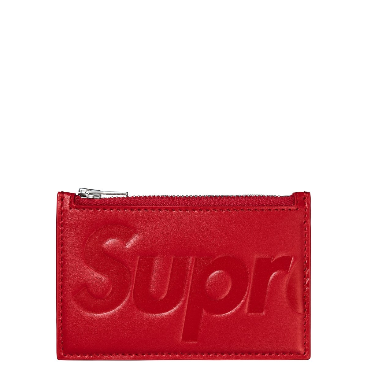Supreme Leather Zip Card Holder (SS25) - Red - $128