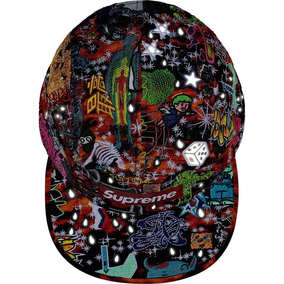 Supreme AOI Embroidered Camp Cap (SS25) - Flames - $68