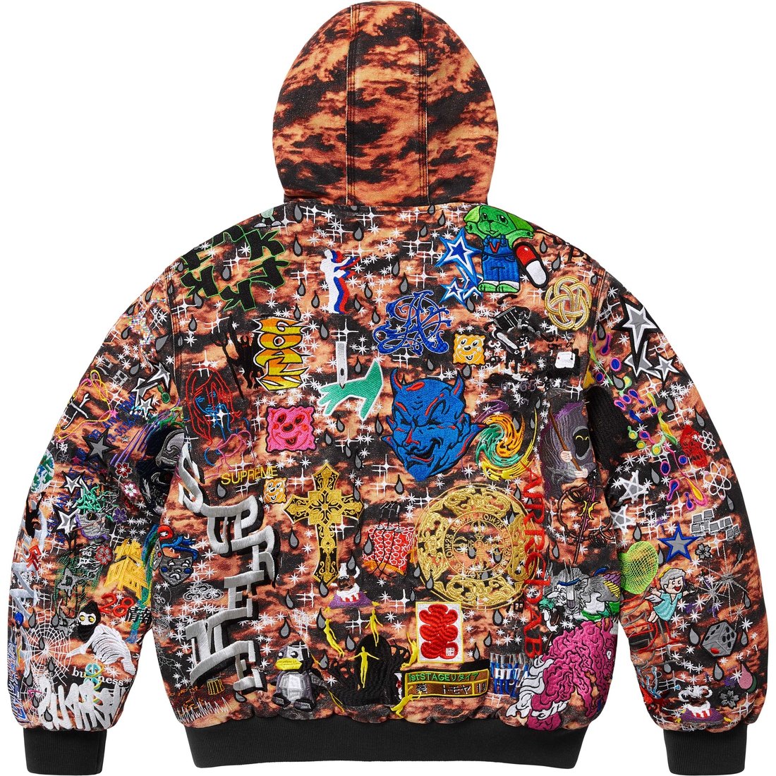 Supreme AOI Embroidered Hooded Work Jacket (SS25) - Flames - $698
