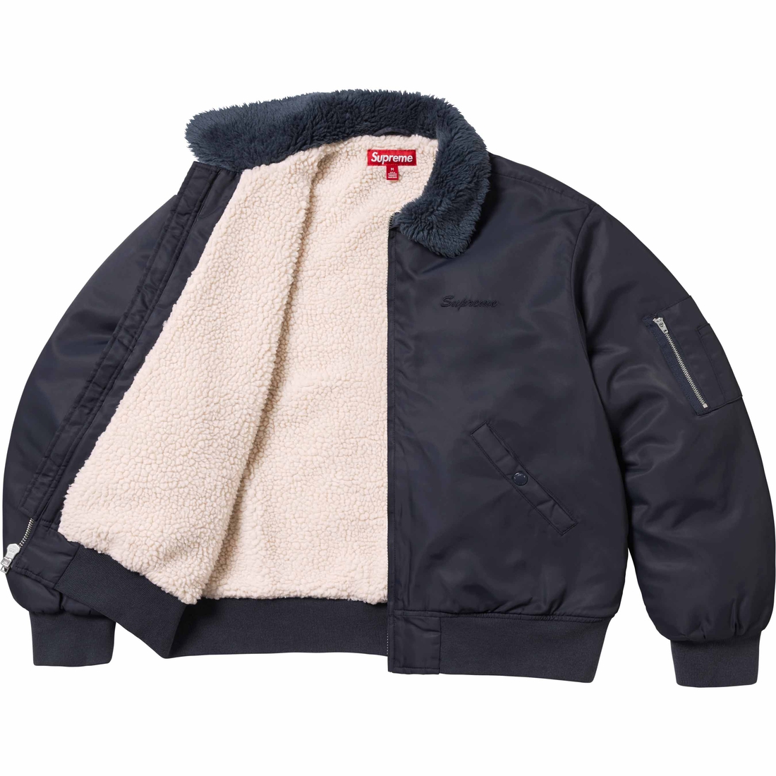 Supreme AOI Nylon Bomber Jacket (SS25) - Navy - $328
