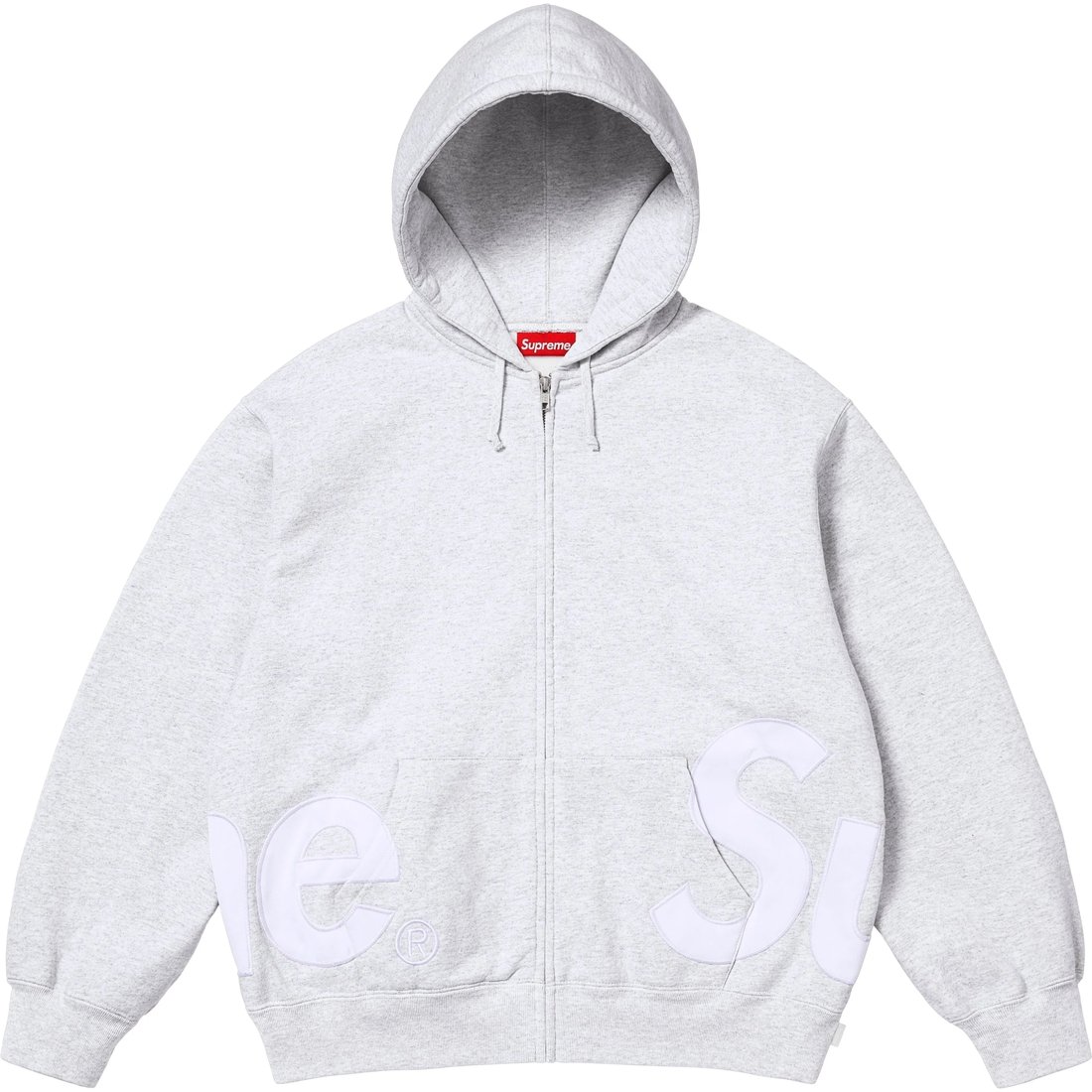 Supreme Big Logo Zip Up Hooded Sweatshirt (SS25) - Ash Grey - $168