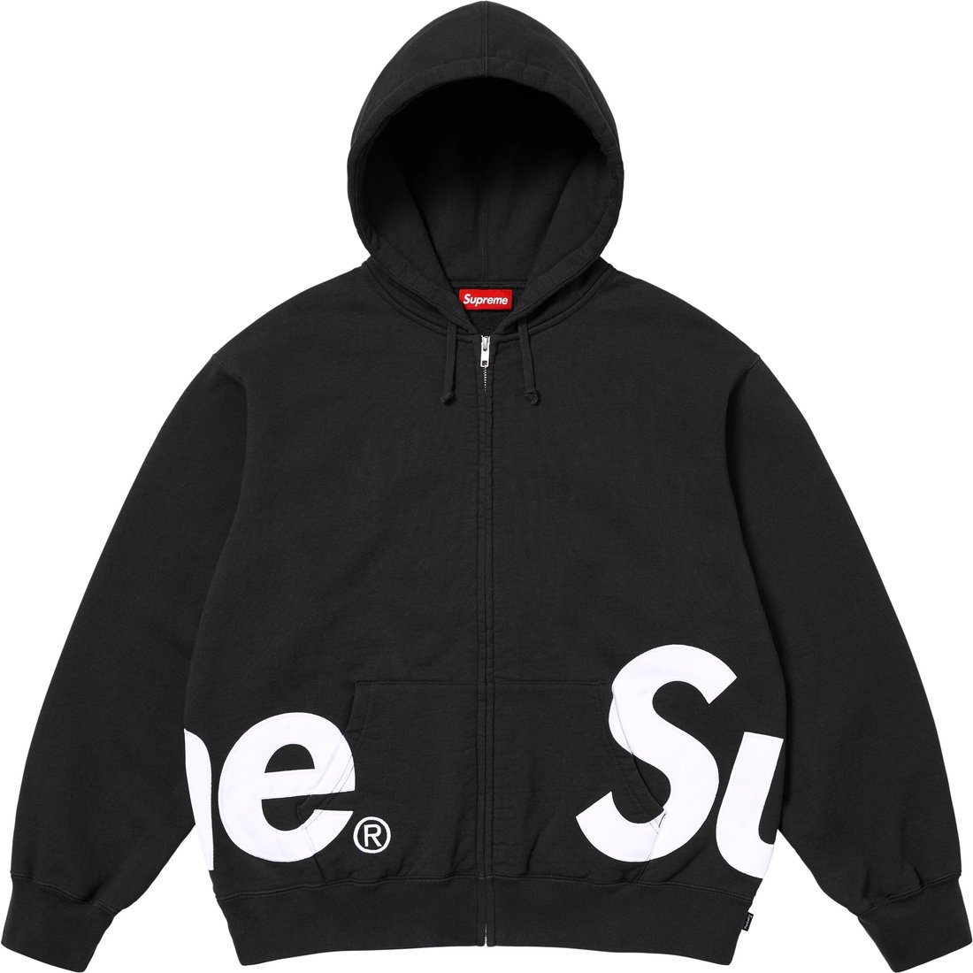 Supreme Big Logo Zip Up Hooded Sweatshirt (SS25) - Black - $168