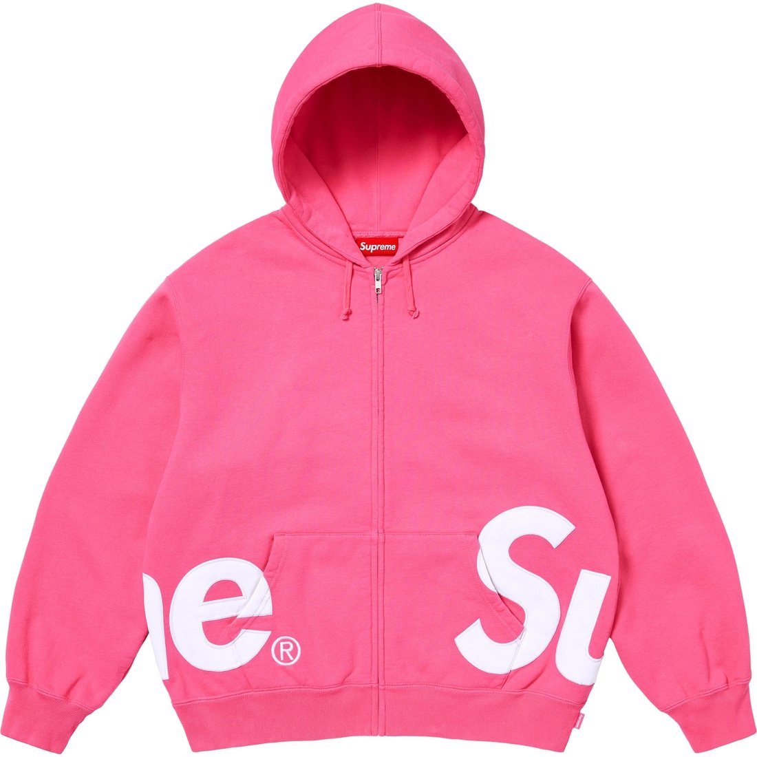 Supreme Big Logo Zip Up Hooded Sweatshirt (SS25) - Magenta - $168