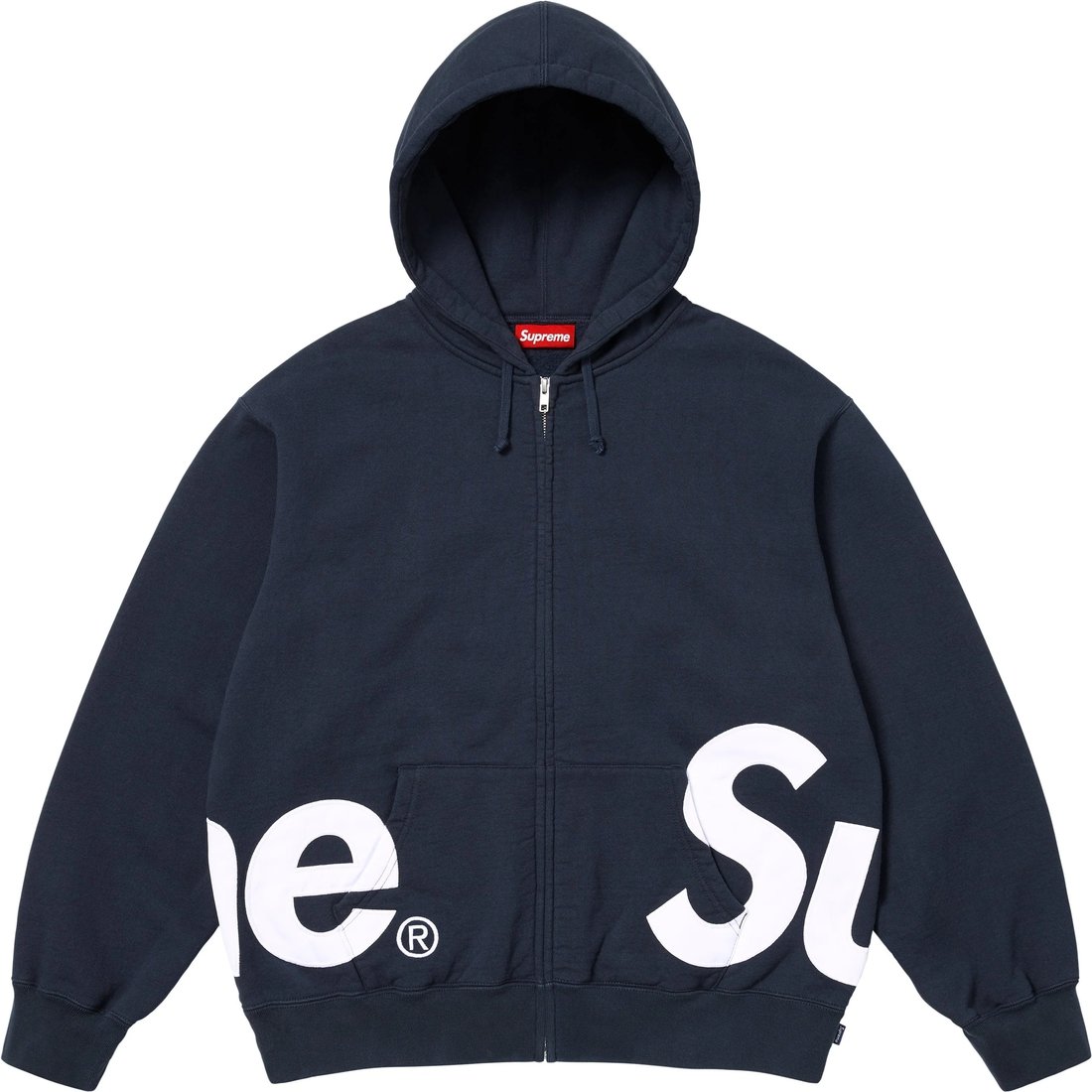 Supreme Big Logo Zip Up Hooded Sweatshirt (SS25) - Navy - $168