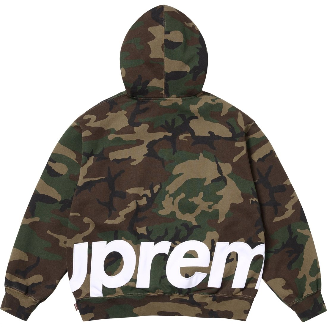 Supreme Big Logo Zip Up Hooded Sweatshirt (SS25) - Woodland Camo - $168