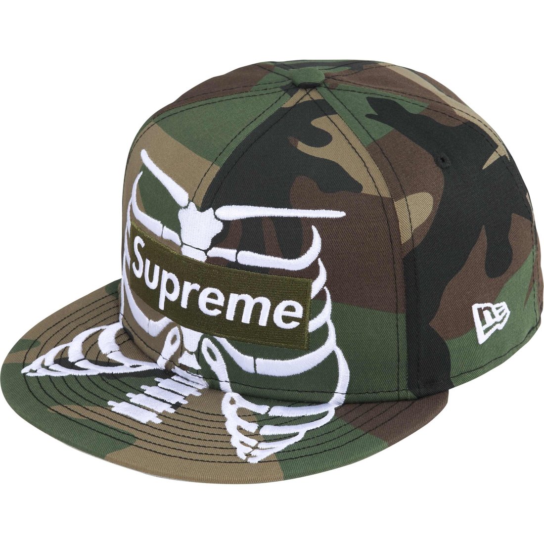 Supreme Bones Box Logo New Era (SS25) - Woodland Camo - $54