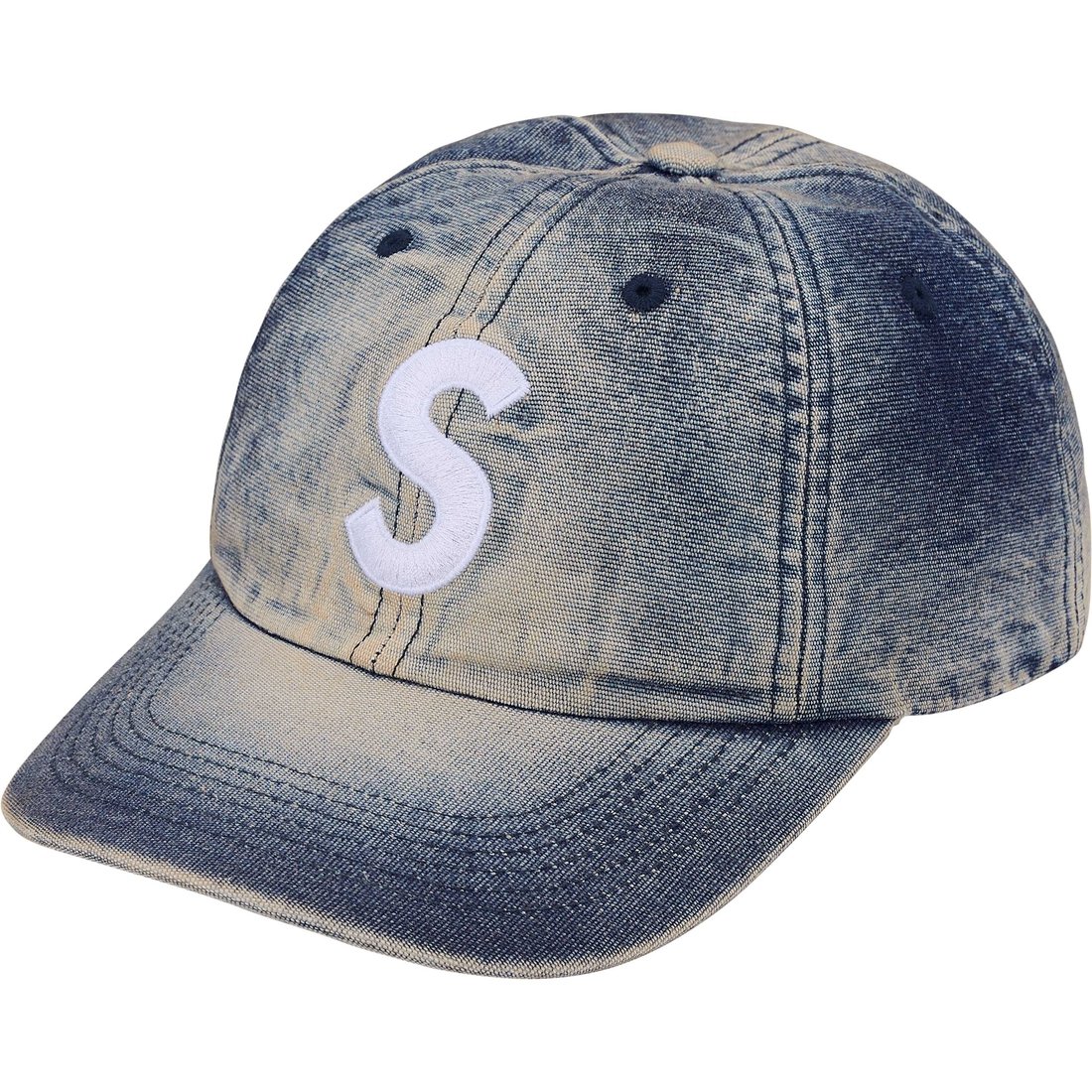 Supreme Cordura Denim S Logo 6-Panel (SS25) - Bleached Indigo - $54